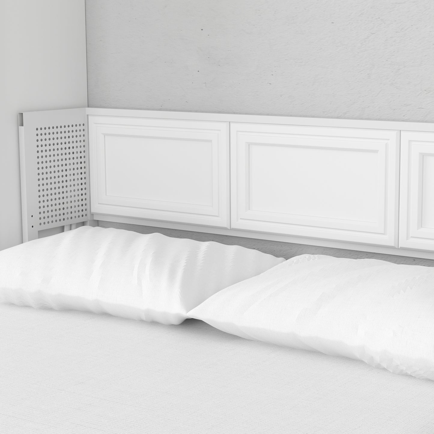 Adonis Queen Murphy Bed White with Double Side Towers