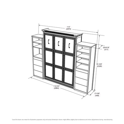 Adonis Queen Murphy Bed White with Double Side Towers