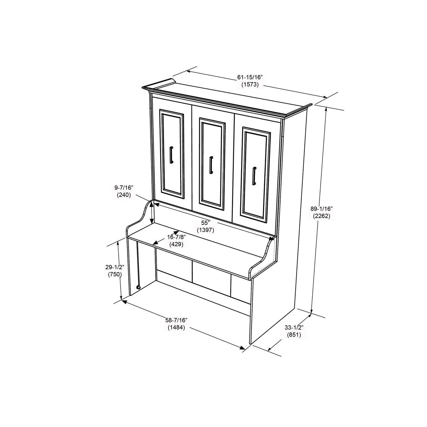 Alegra Full Murphy Bed with Desk