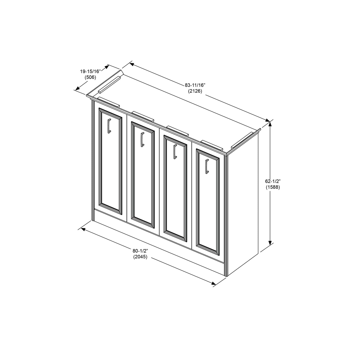 Alegra Full Murphy Bed with Desk and Single Side Tower