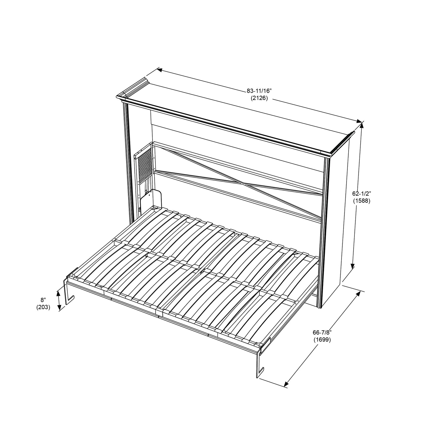 Alegra Full Murphy Bed with Desk and Single Side Tower