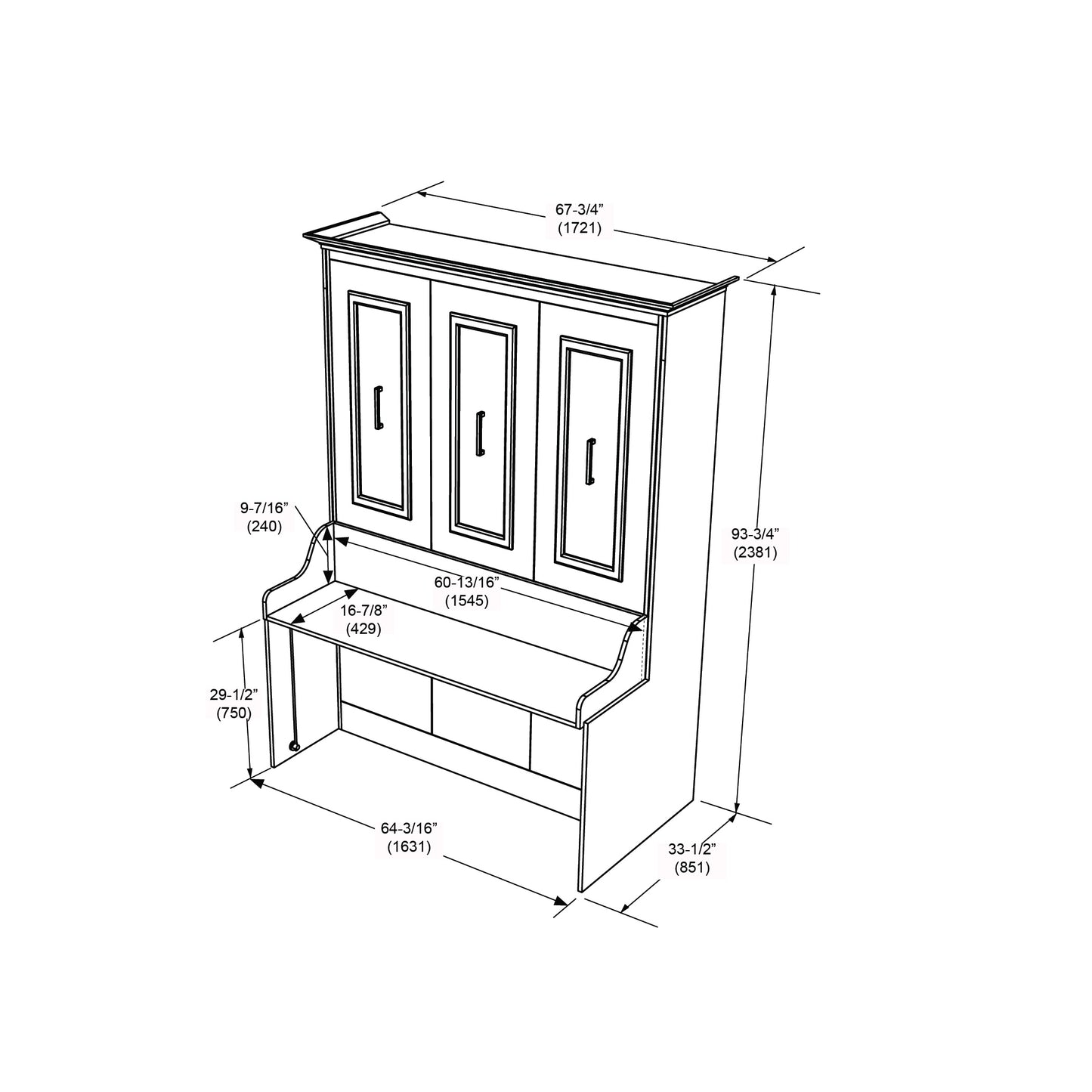 Alegra Queen Murphy Bed with Desk and Single Side Tower