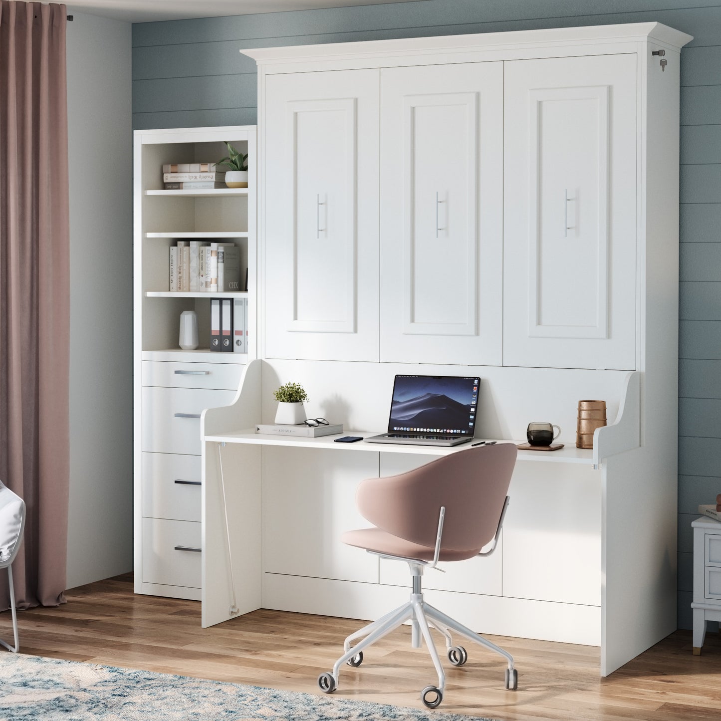 Alegra Full Murphy Bed with Desk and Single Side Tower