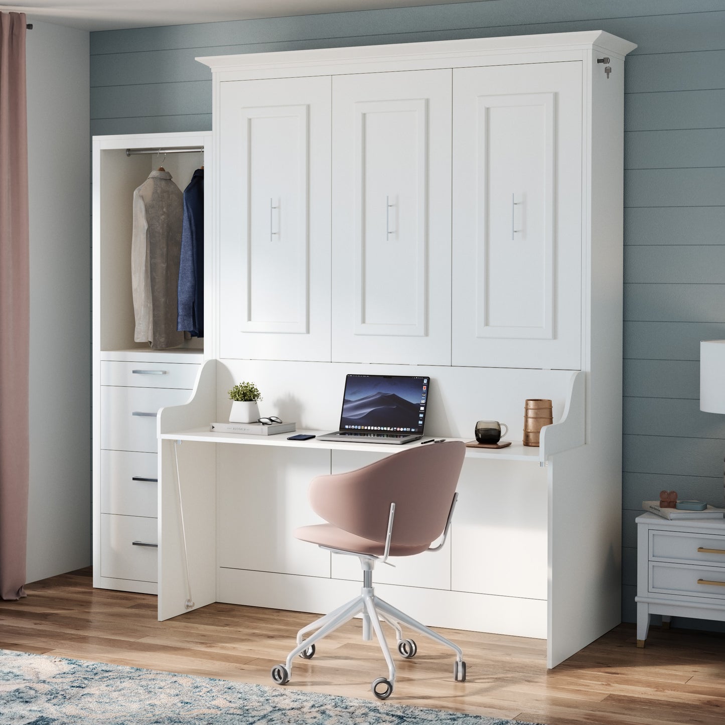 Alegra Full Murphy Bed with Desk and Single Side Tower