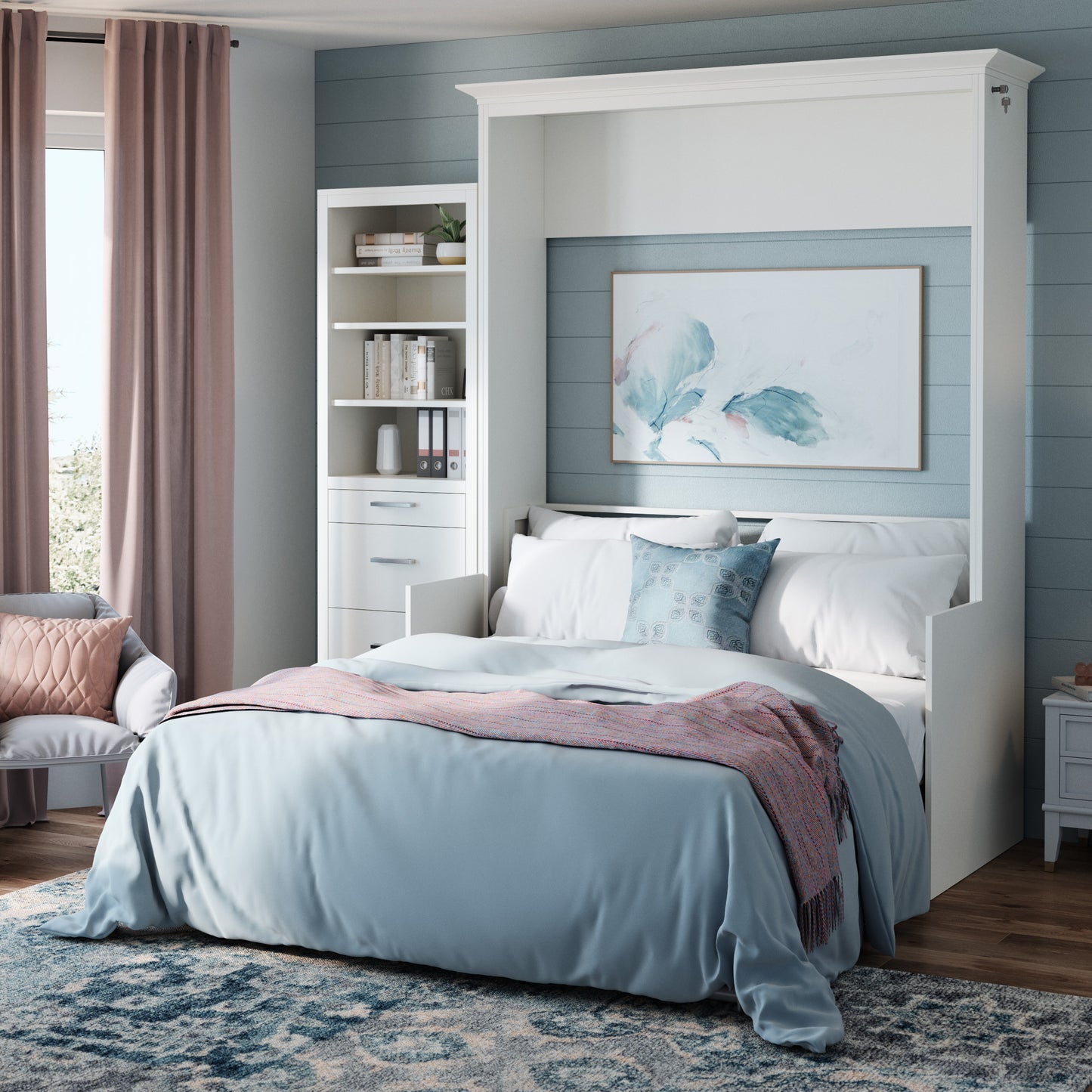 Alegra Full Murphy Bed with Desk and Single Side Tower
