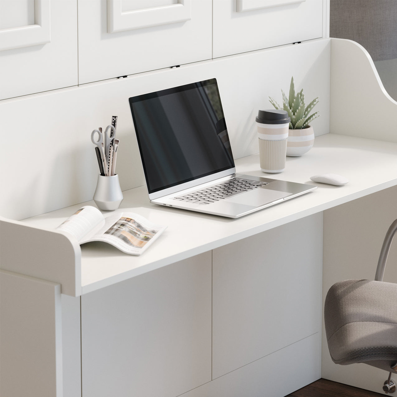 Alegra Queen Murphy Bed with Desk and Double Side Towers