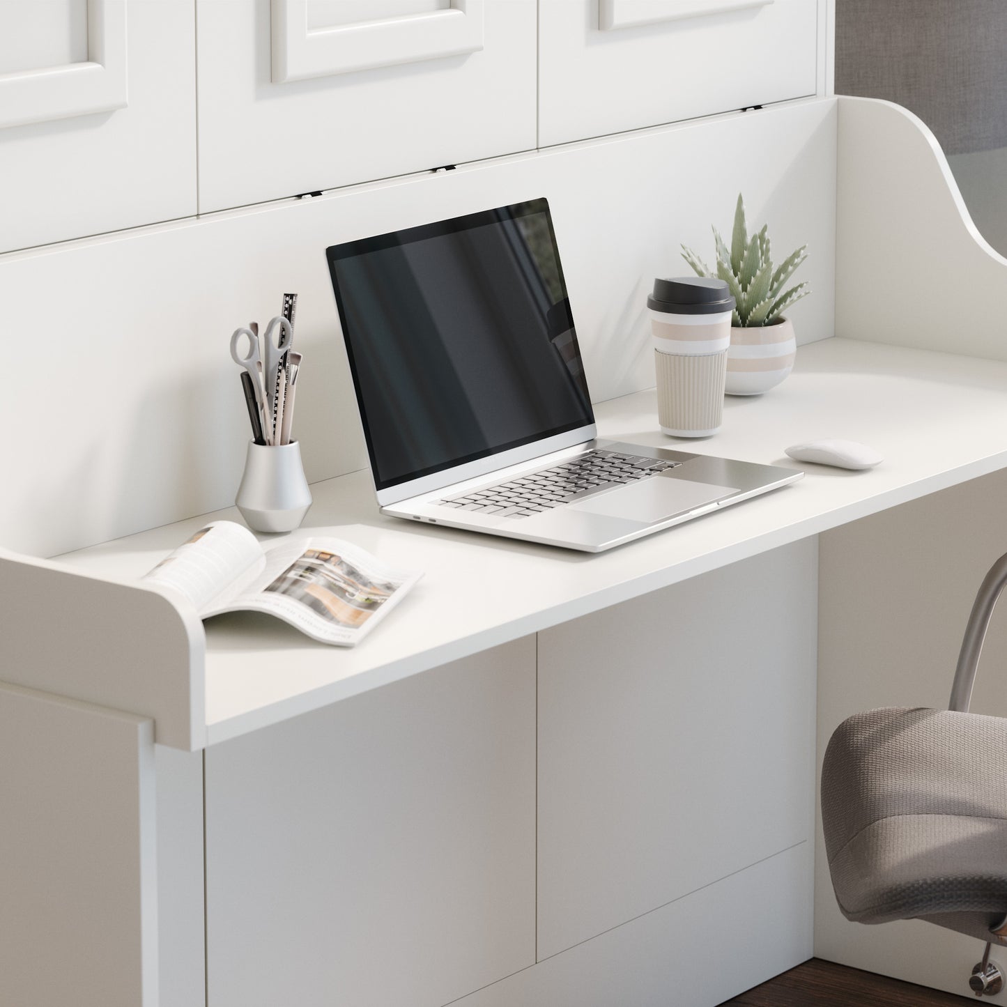 Alegra Queen Murphy Bed with Desk and Single Side Tower