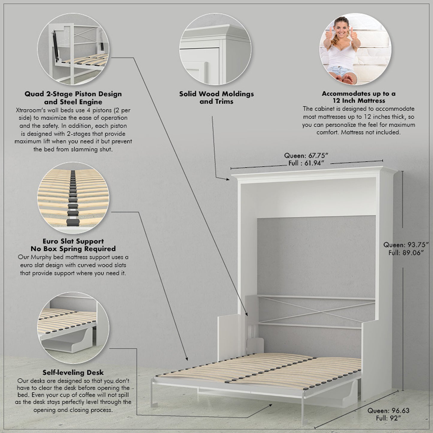 Azores Full Murphy Bed with Desk
